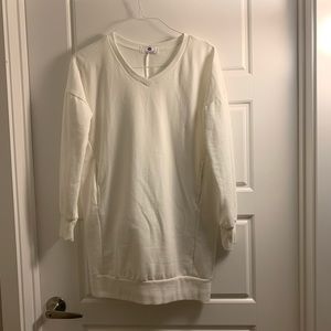 Lilac shade white long sleeve sweater dress